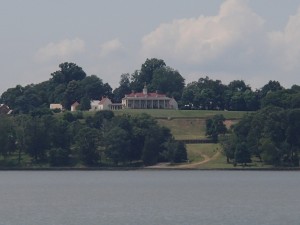 The mansion at Mount Vernon from the middle of the Potomac